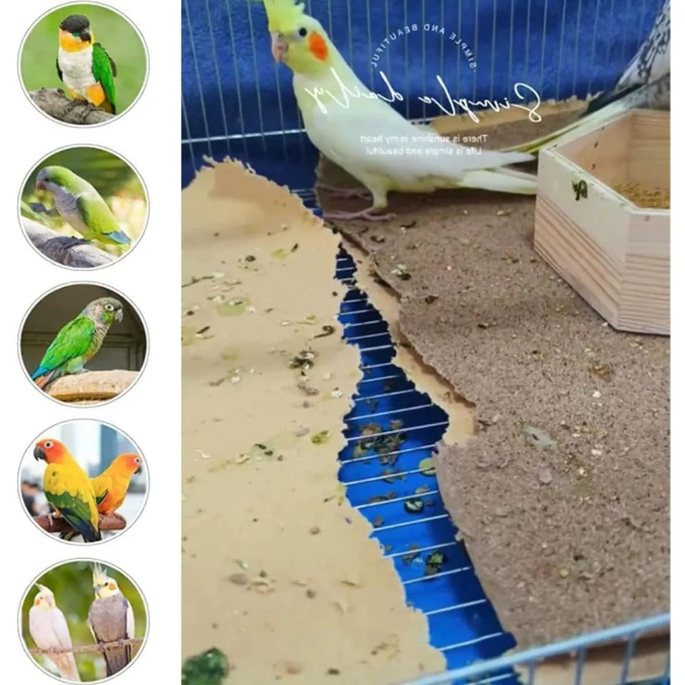 100PCS Gravel Liner Paper for Bird Cage, 11x17 Cage Liners, Safe & Easy to Digest