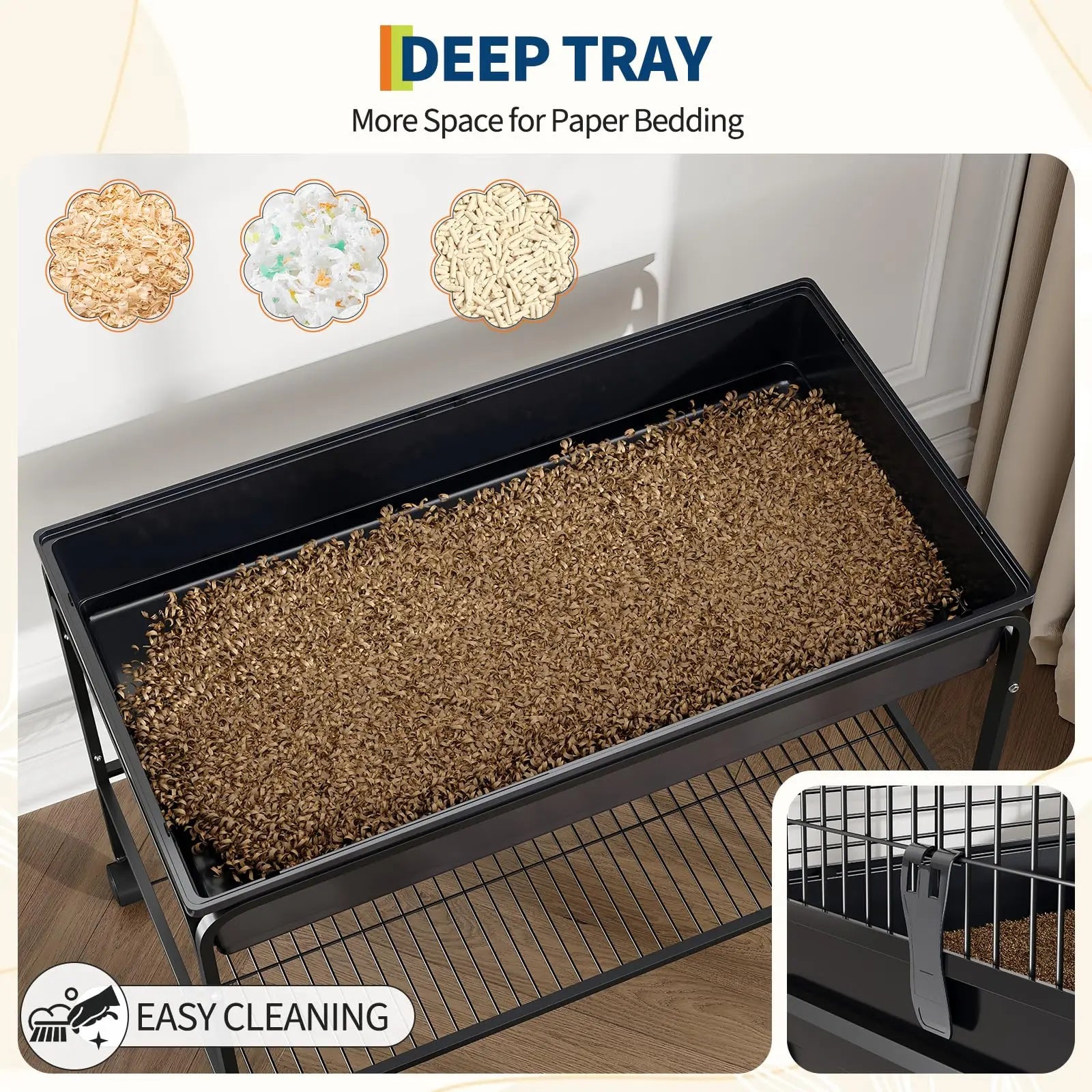 35.3"H Small Animal Cage Kit With Removable Storage Shelf 3Pcs Accessories Portable