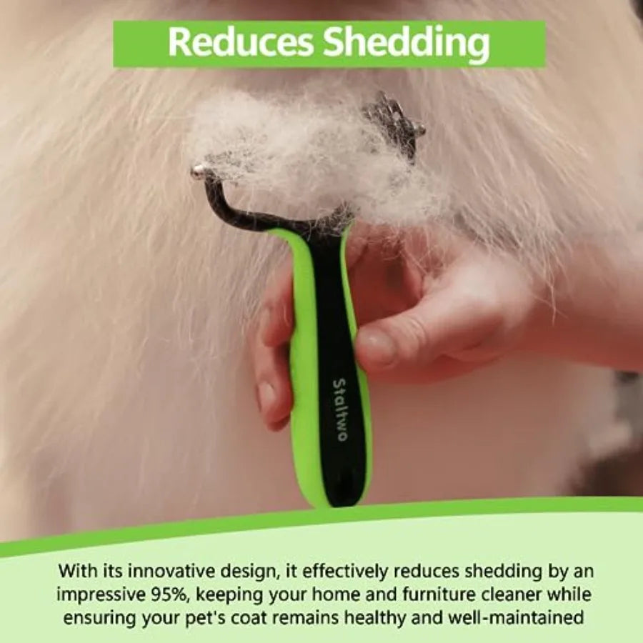 Pet Grooming Supplies - 2-in-1 Professional Undercoat Rake and Pet Brush Shedding Control for Long Haired Dogs and Cats