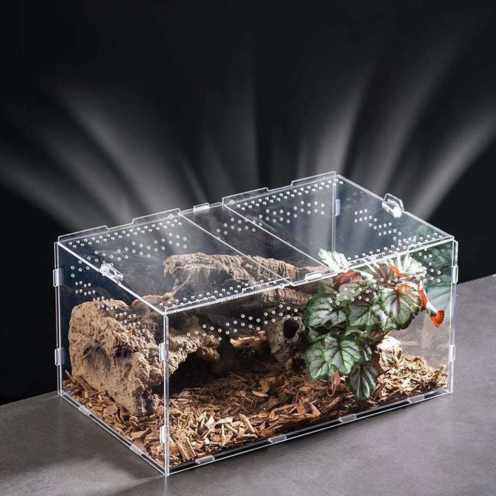 Acrylic Transparent Reptile Terrarium Breeding Box Enclosure Habitat