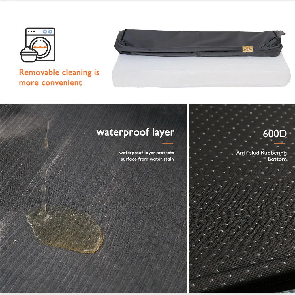 Dog Bed Jumbo Pet Orthopedic Bed Memory Foam Base Crate Mattress Cushion with Washable Cover Waterproof