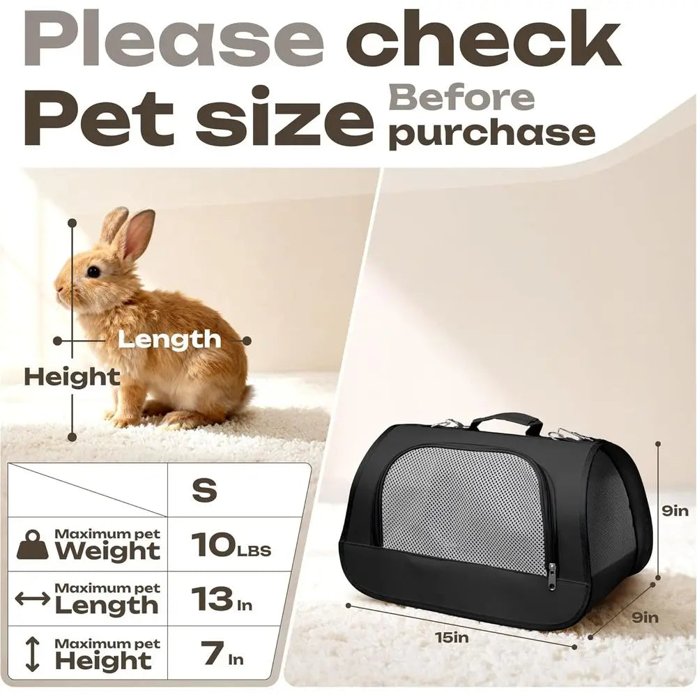 Small Pet Carrier for Cats, Rabbits, Small Dogs – Airline Approved Soft-Sided Travel Bag, Lightweight and Ventilated