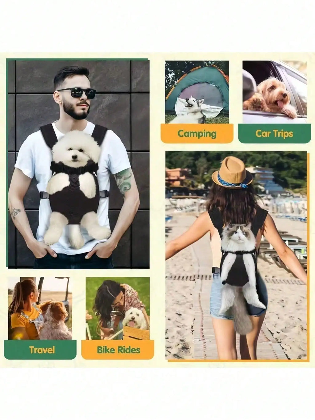 1pc Pet Chest Backpack Mesh Breathable Outdoor Cat Dog Carrier