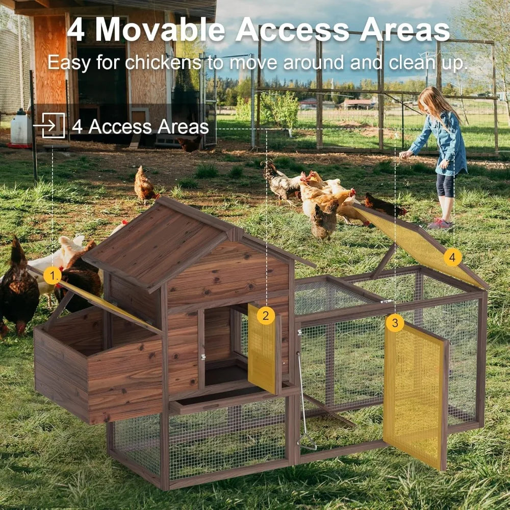Large Wooden Chicken Coop, 160IN Outdoor Chicken Cages and Run with Nesting Boxes, Pet House Rabbit Hutch
