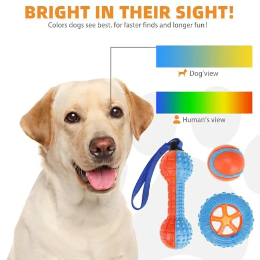 Floating Dog Toys, 3 Pack TPR Water Pool Fetching Toy with Durable Rope for Small Medium Large Dogs, Bright Bumper Interactive