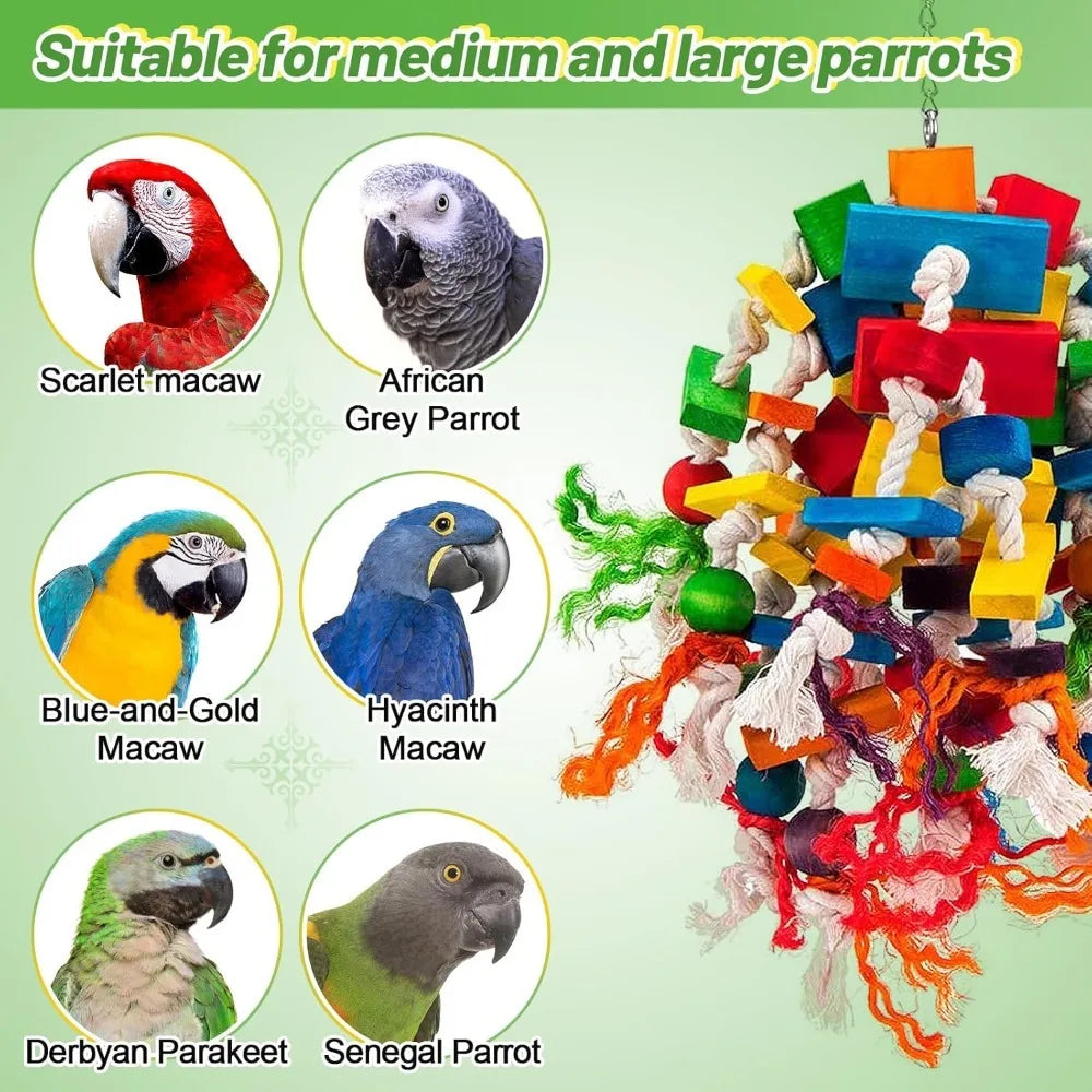 Multicolored Wooden Blocks Tearing Toys for Large Birds