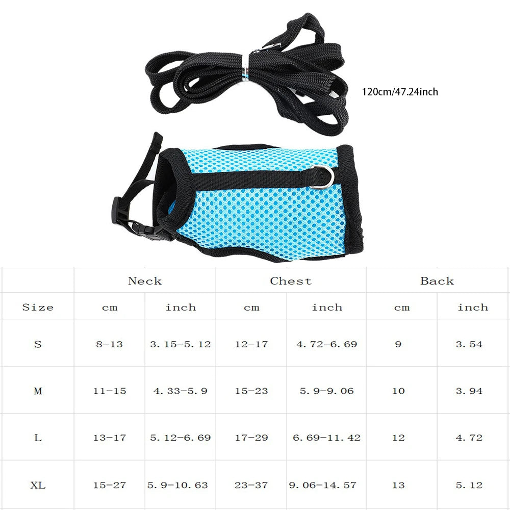 Breathable Stylish Vest Adjustable Soft Harness And Elastic Leash Set For Rabbits