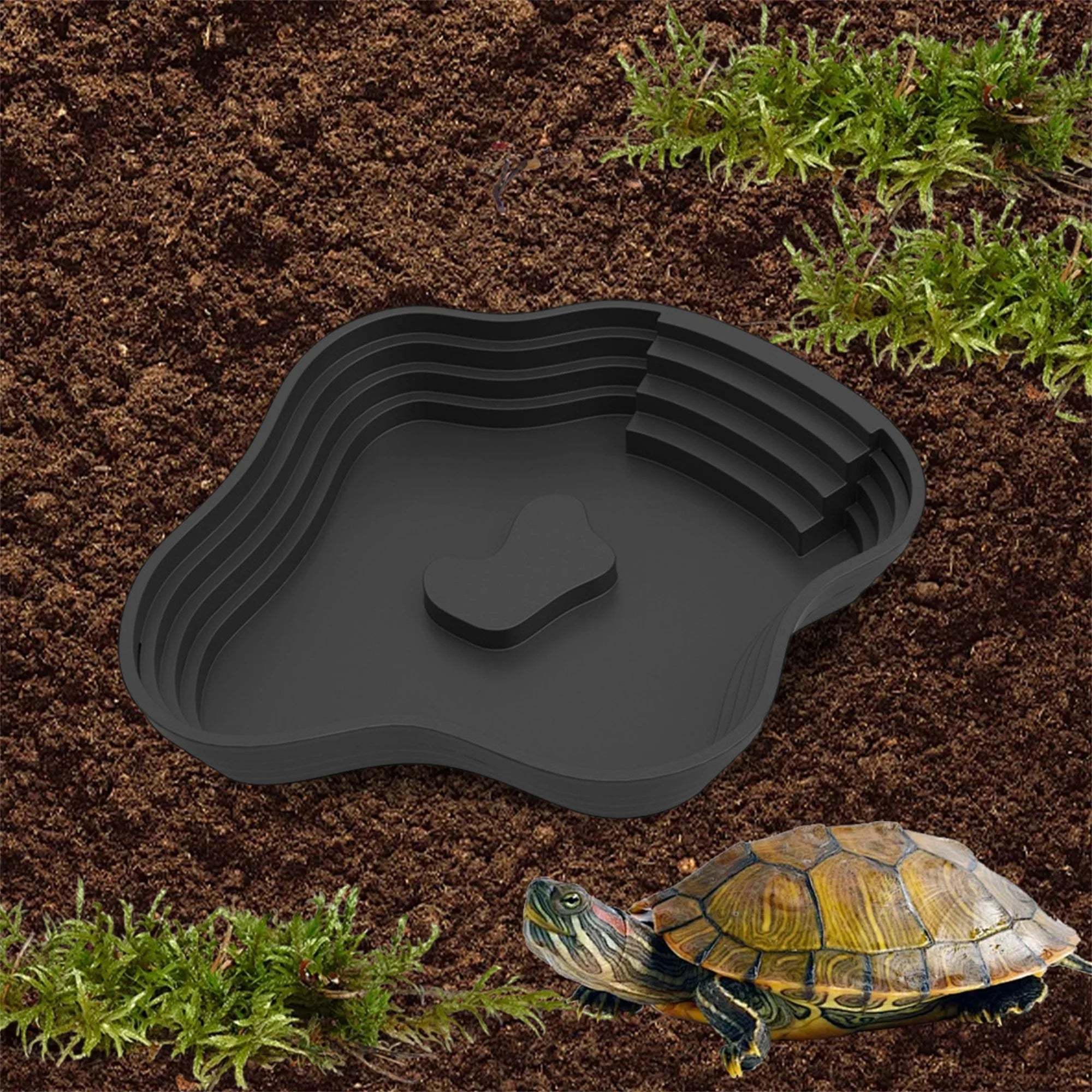 Reptile Habitat Decor Bathing Pool Feeding Dish Water Bowl for Gecko Snake Turtle Bearded Dragon Lizard