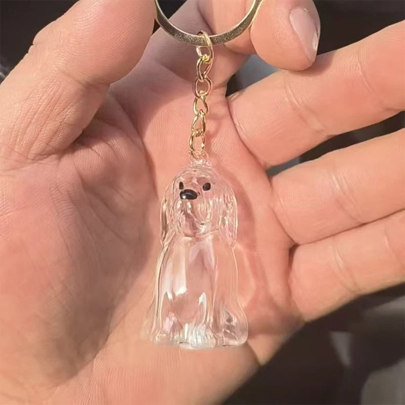 Clear Hair Memorial Keepsake Capsule Pet's Dog Fur Container Pendant Keychain