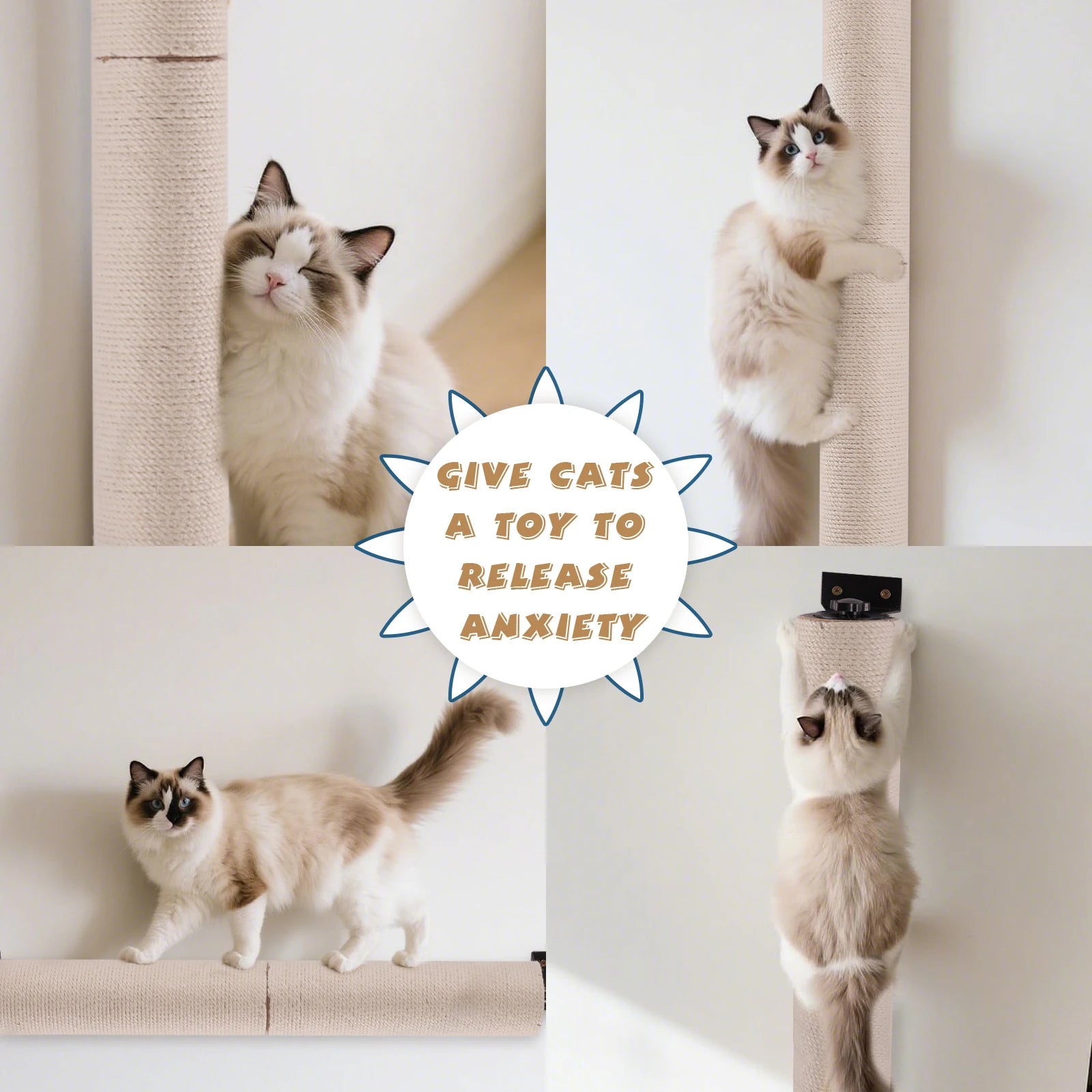 Cat Scratching Post Wall Mounted, 24 inch Tall 3.5-inch Diameter, Hemp Rope for Indoor