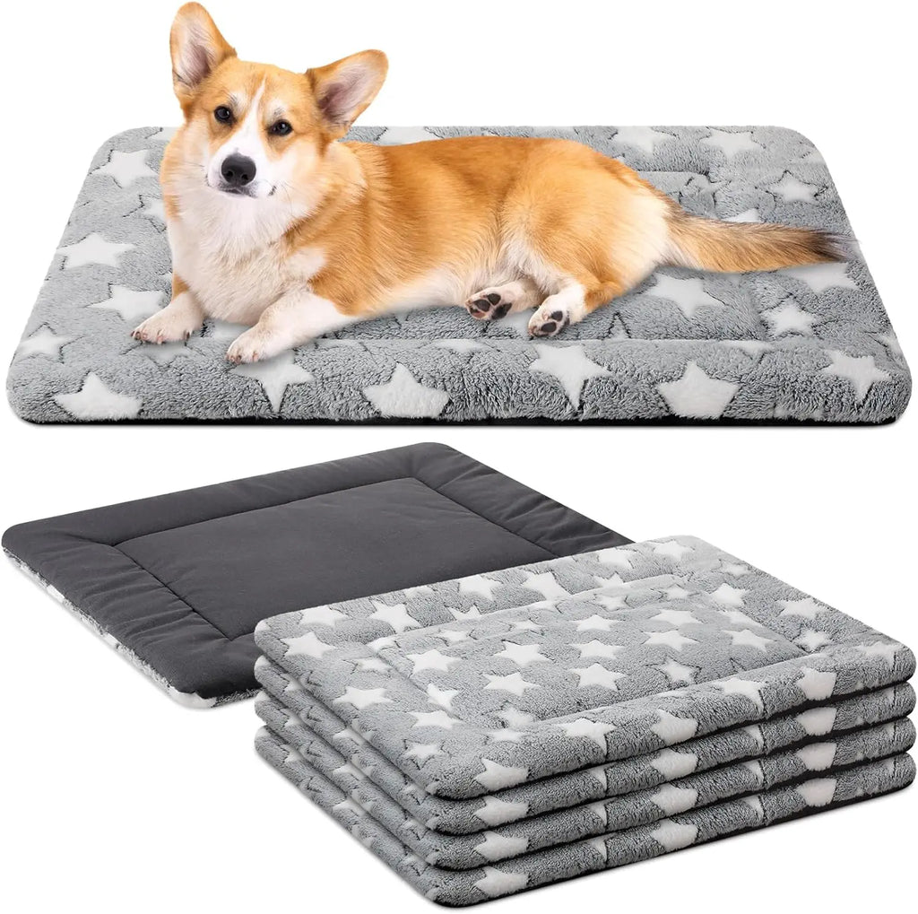 4 Pcs Crate Pads, Ultra Soft Warm Washable Kennel Mat for Small to Large Dogs Cats