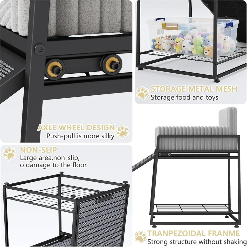 Pet Stairs Ramp with Seat, Dog Window Perch with Stairs, Ramp, Storage and Steps