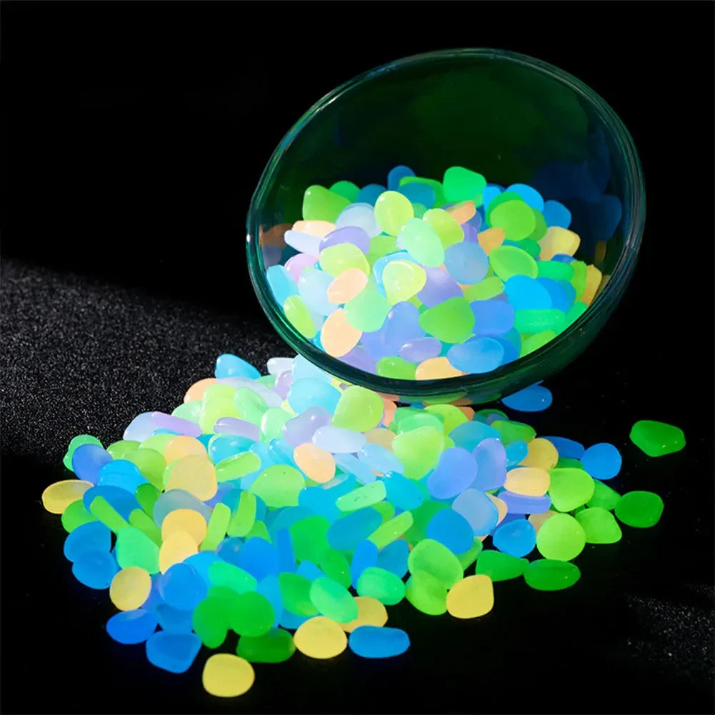 100Pcs Pebbles Glow In The Dark Pebbles Fish Tank Aquarium Decor Pebbles