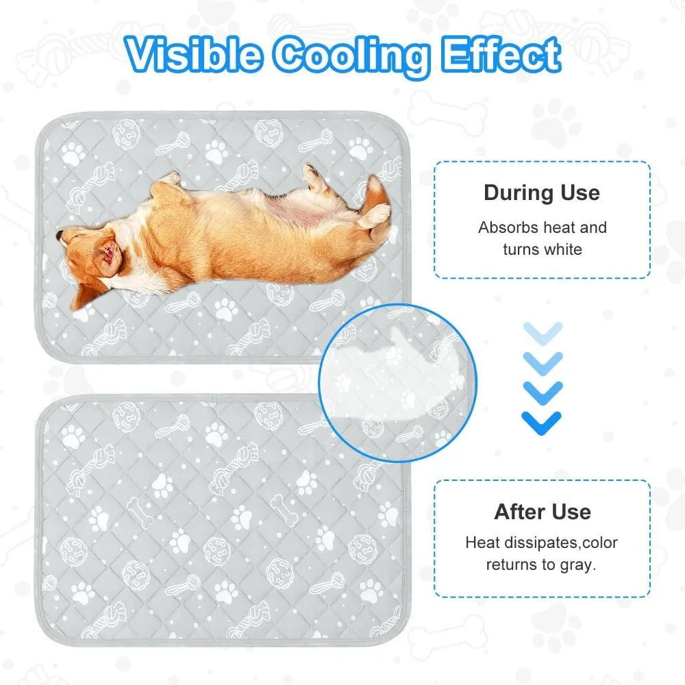 Self Cooling Mat for Large Dog 39x59 inch, Color Changing Pet Cooling Pad, Washable Non-Toxic Summer Blanket