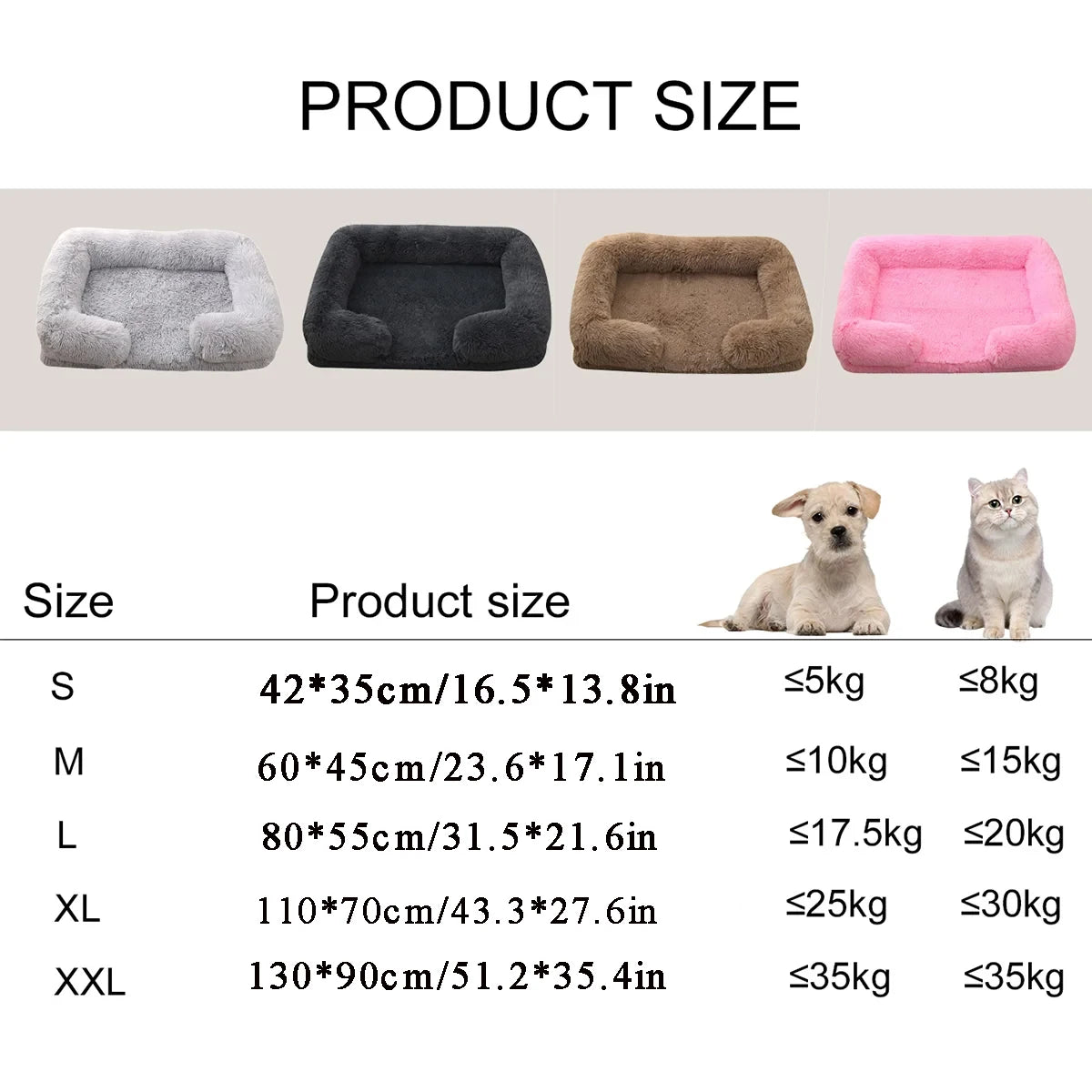 Square Dog Bed Plush Pet Bed Winter Thickened Pad House for Dogs Bed Cat Sofa for Flyffy Dogs Sleeping Bed Sofa Removable Mat
