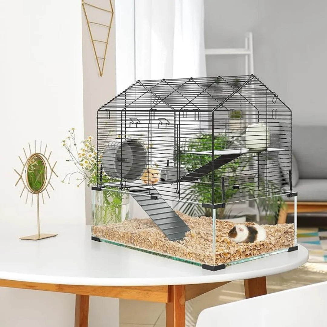 3 Tiers Large Enclosure, Metal Enclosure + Glass Small Animal Cage