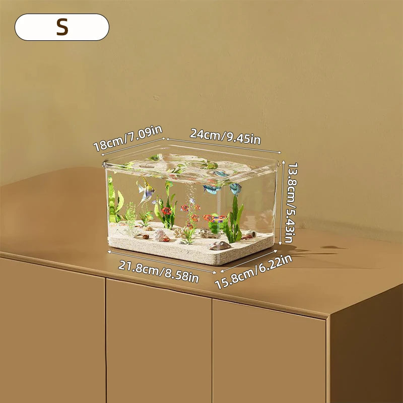 Transparent Aquarium Desktop Fish Tank for Office Home Decor Rectangular