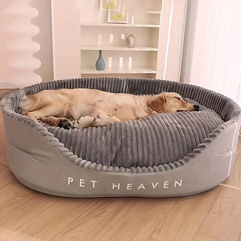 A super-sized pet bed that is soft, dirt resistant, non-slip, comfortable, suitable for living rooms, outdoor places