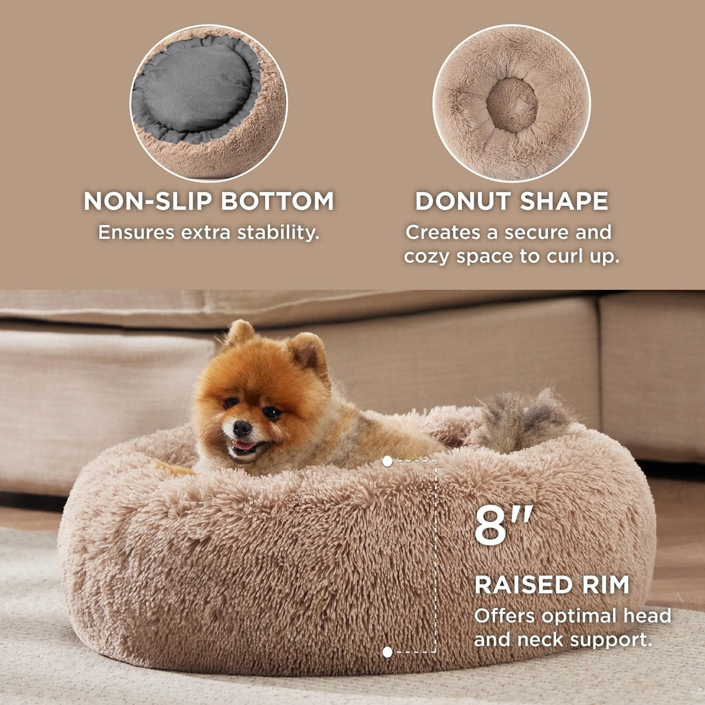 40-120cm Round Long Plush Winter Warm Soft Pet Sleeping Bed Dogs Cat