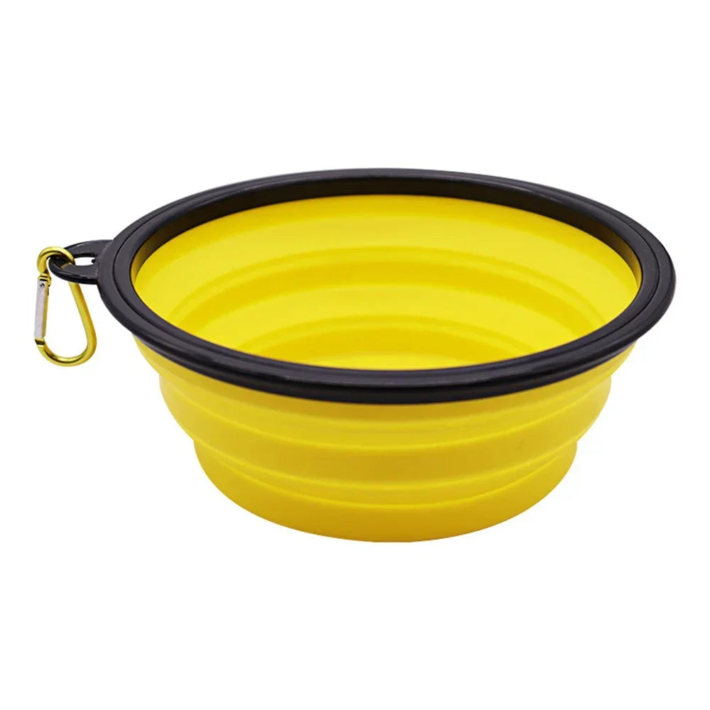 Portable Pet Folding Bowl Silicone Dog Cat Feeders with Hanging Hook