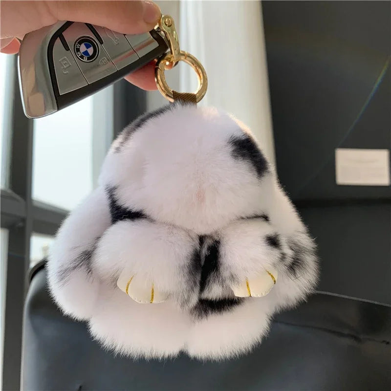 Cute Plush Pom Pom  Bunny Keychain