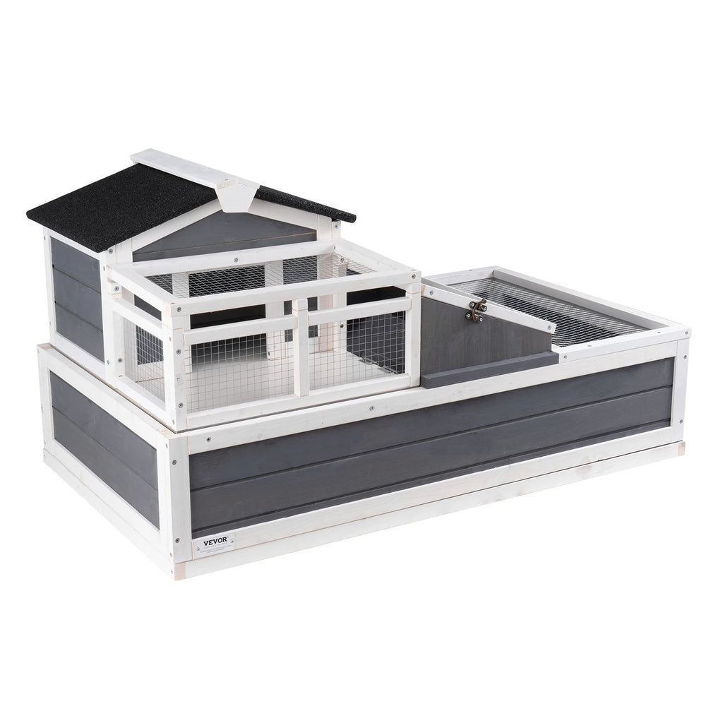 Tortoise Habitat Wooden House with Adjustable Lamp Holder Reptile Enclosure
