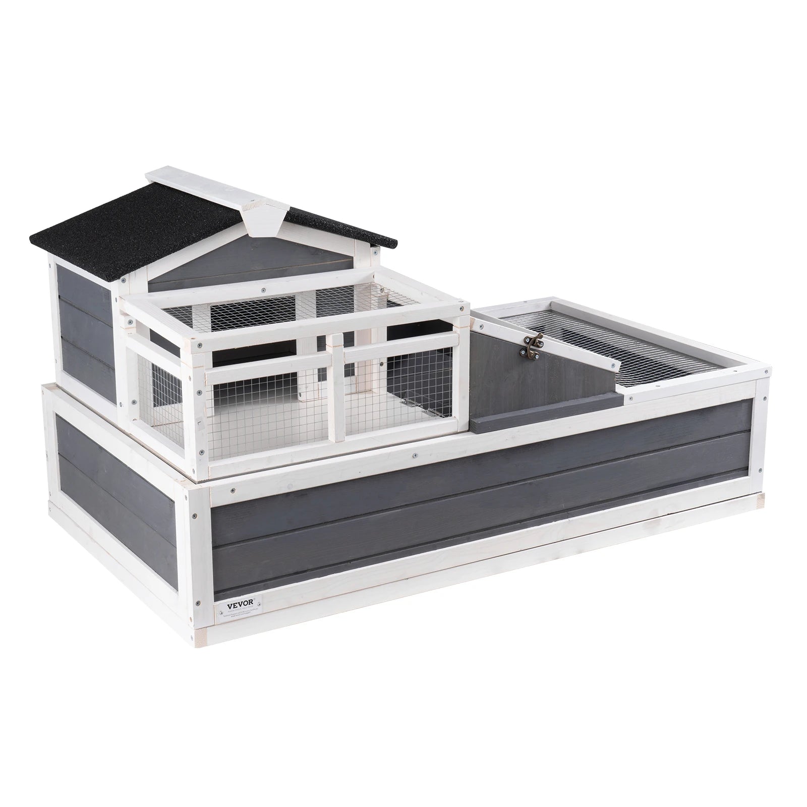 Tortoise Habitat Wooden House with Adjustable Lamp Holder Reptile Enclosure