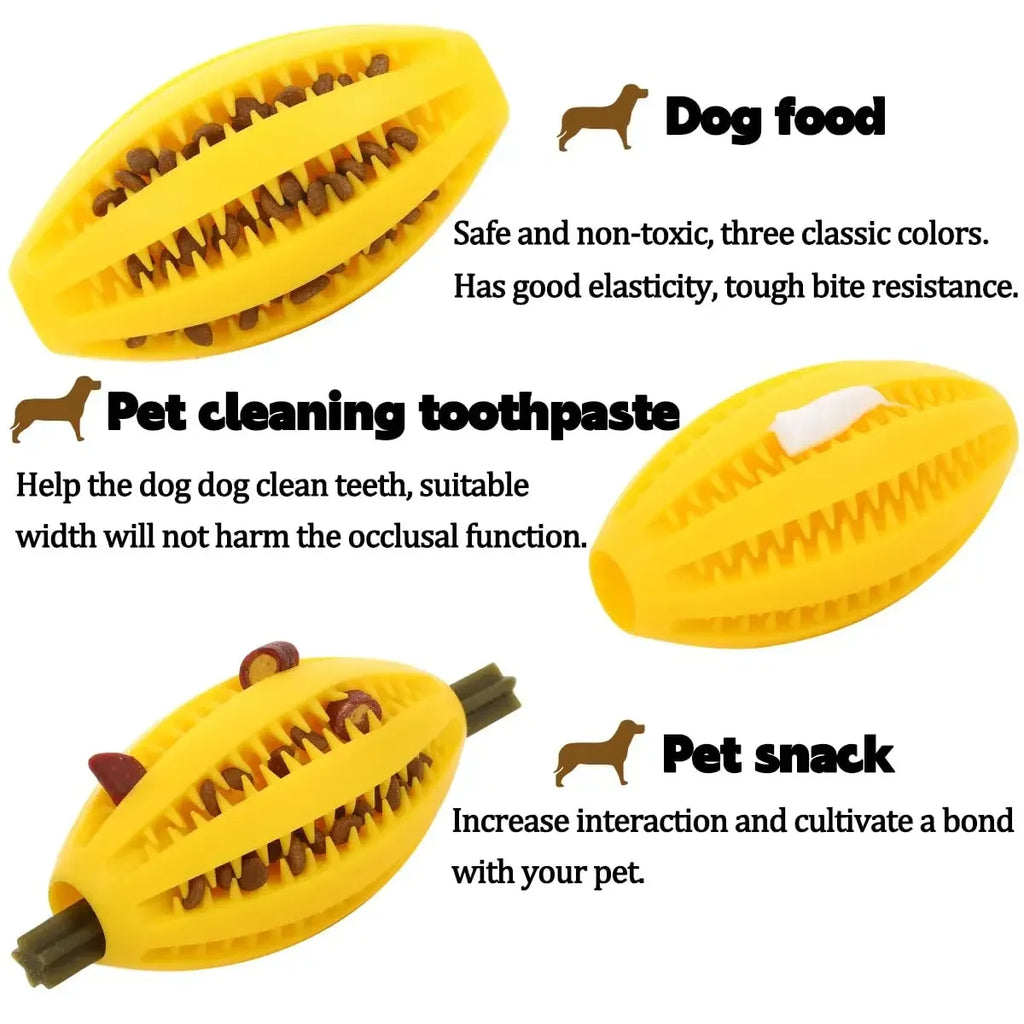 Pet Dog Chew Toys Teeth Cleaning Snack Ball Natural Rubber Super Tough Interactive Bouncy