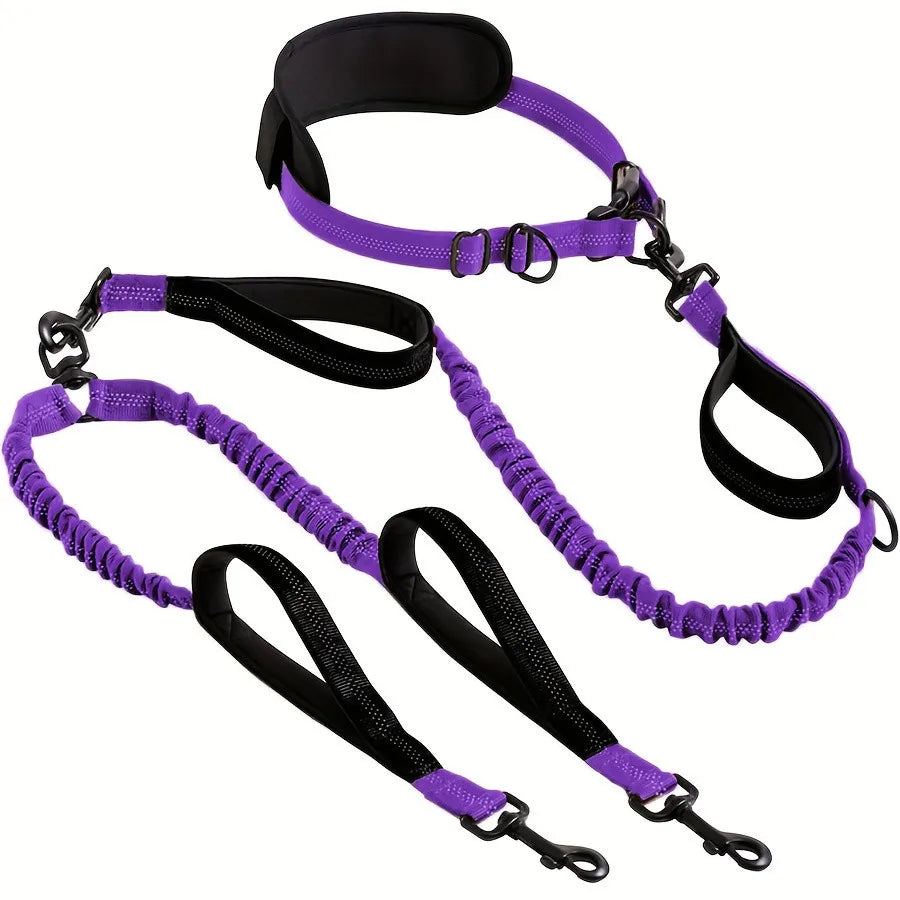 Explosion-Proof Short Elastic Buffer Pet Leash One-Hand Drag Two-Walking Rope