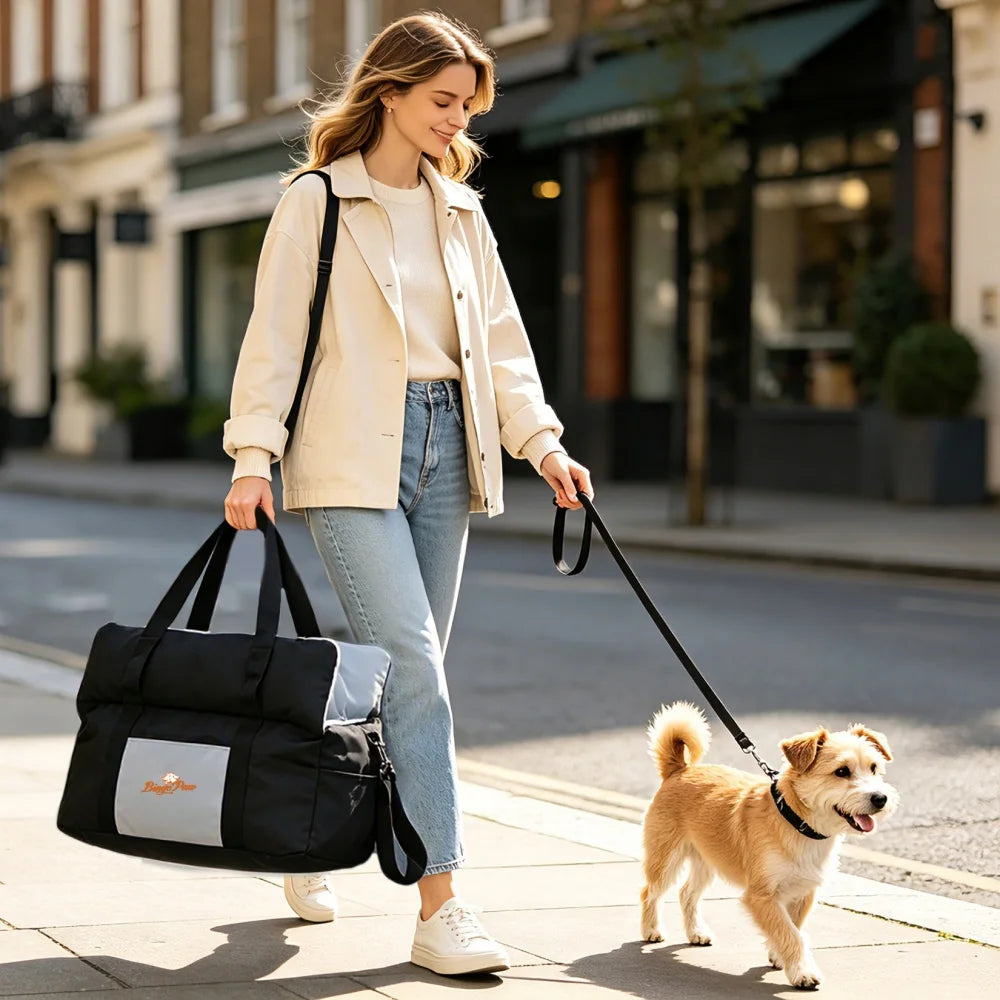 Portable Dog Car Seat Pet Booster Seat Travel Carrier Bed with Safety Belt Storage Pocket Removable Washable Cover
