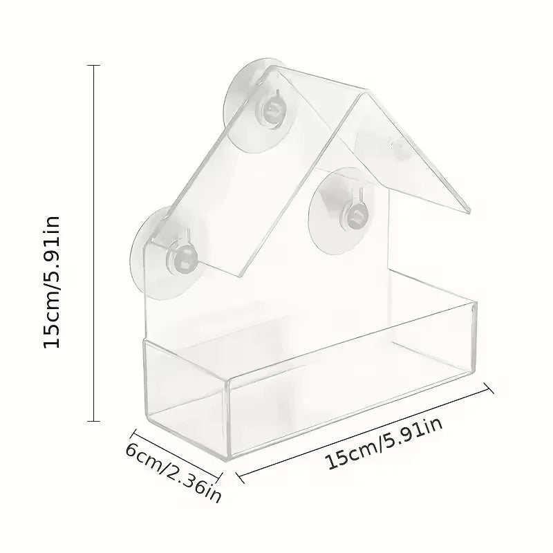 Transparent Bird Feeder Birds House for Outdoor Window with Strong Suction Cups for Wild Birds