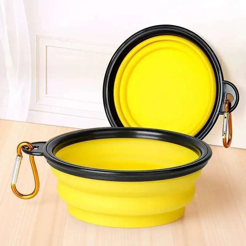 New 2 in 1 Portable Collapsible Dog Cat Travel Bowl Double Bowls or Single Folding Hangable