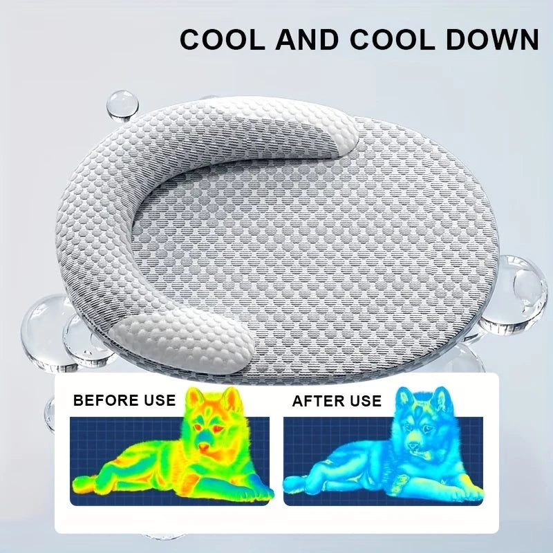 Cooling Bed Summer Ice Silk Mat Oval Pet Nest Breathable Heat Dissipation Cooling Pad for Small Medium Large Dogs Cats