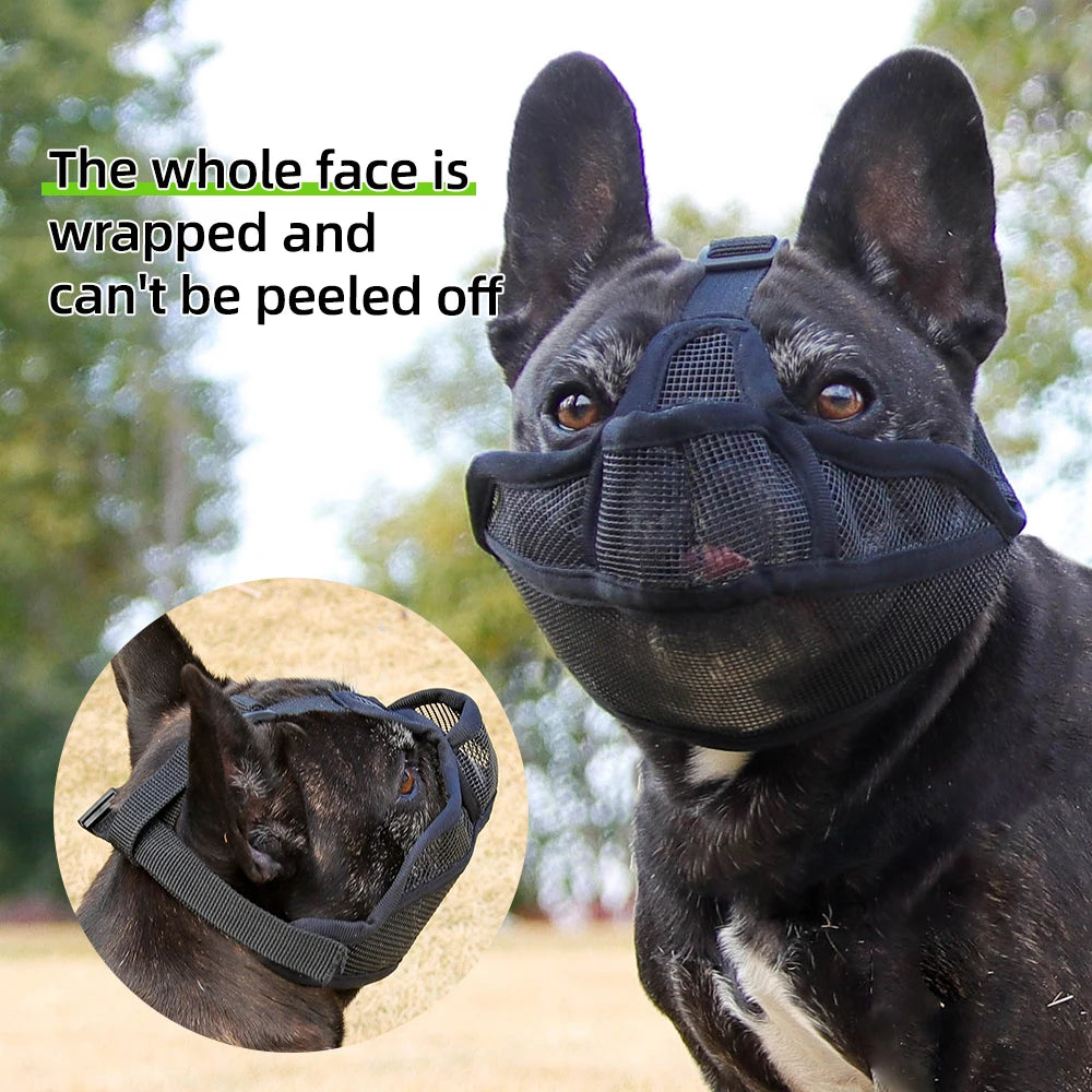 Dog Muzzle for Short-Snouted Dogs Preventing Barking Breathable Muzzle Prevent Accidental Ingestion