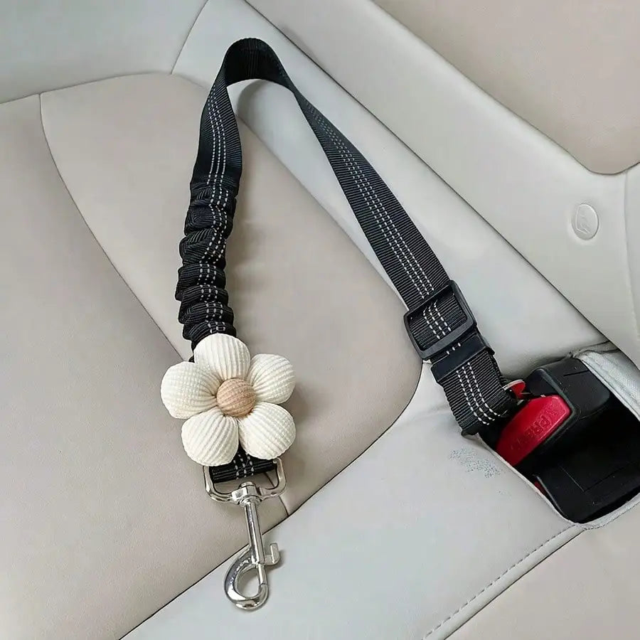 Cute Floral Pet Car Safety Leash, Adjustable Reflective for Dogs