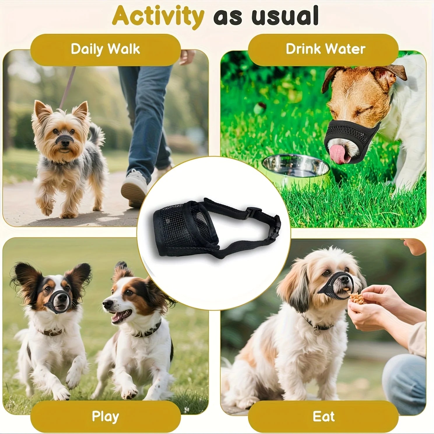 Mesh Muzzle For Short Snout Small Dogs Anti-Biting