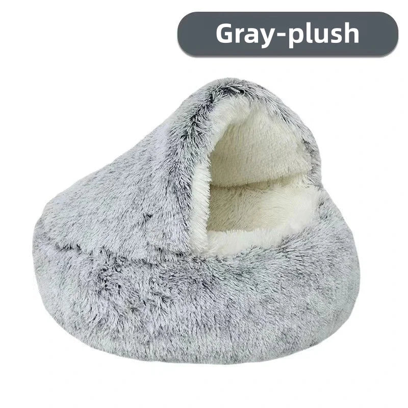Autumn and Winter soft plush pet bed nest semi-enclosed