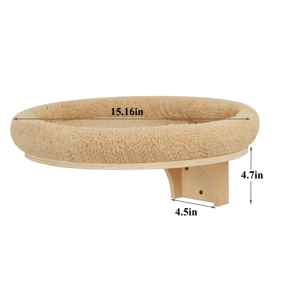 Indoor Cat Wall Mounted Solid Wooden Furniture Climbing Ladder Hammock with Scratching Post for Activity