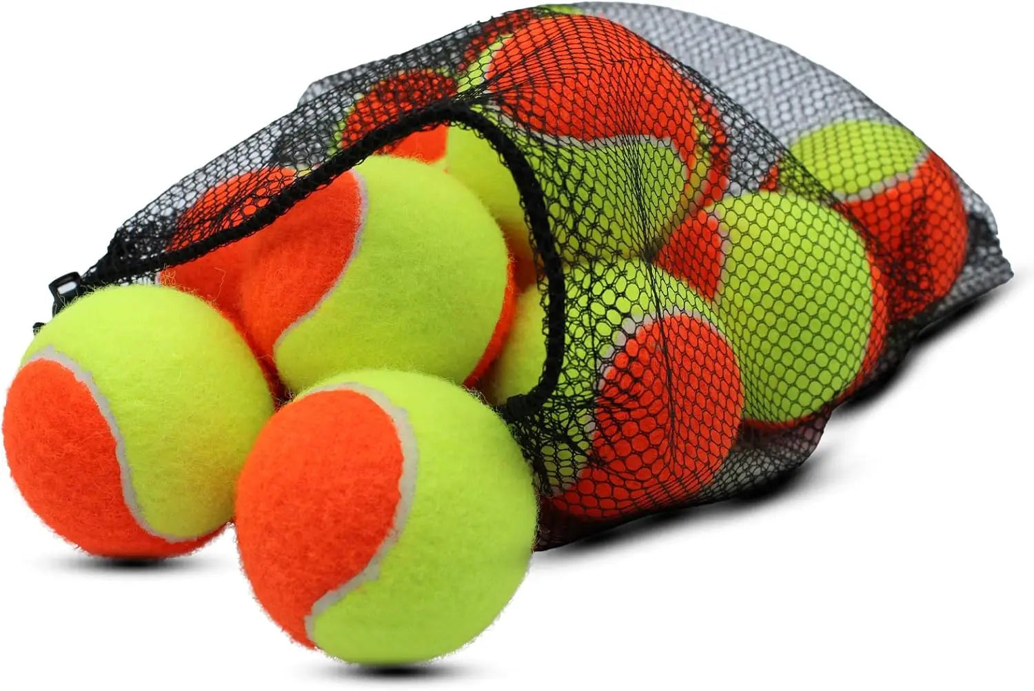 Low Compression Tennis Balls, 12 Pack with Mesh Bag Orange and Yellow