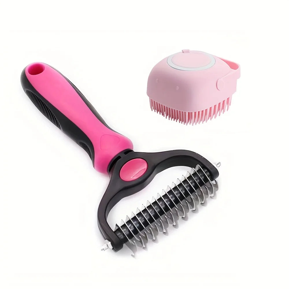 Dual-Sided Grooming Brush, Deshedding & Detangling, Massage Bath Brush