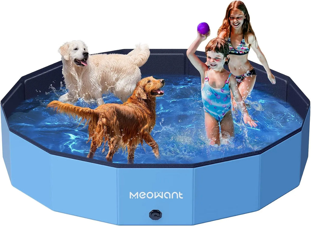 Foldable Dog Pool for Large Dogs, Hard Plastic, Portable Pet Bath Pool, Extra Large 71" x 12"