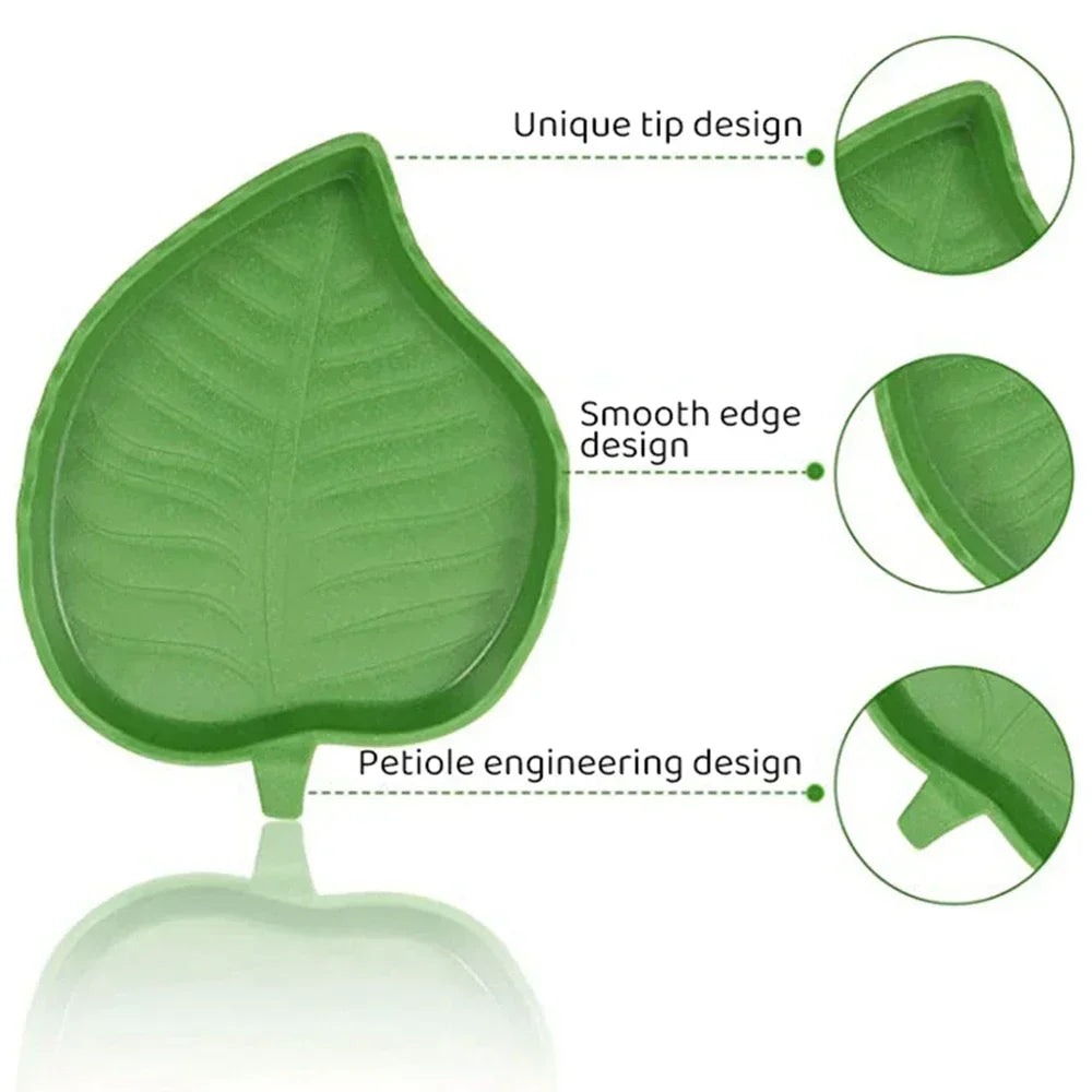 Leaf Shape Reptile Feeder Food Water Bowl For Turtle Lizards Hamsters Snakes Tortoise Gecko Small Pets