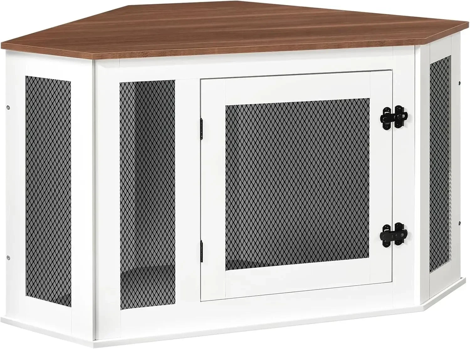 Corner Dog Crate, Wooden End Table, Decorative Pet Crate Indoor Use