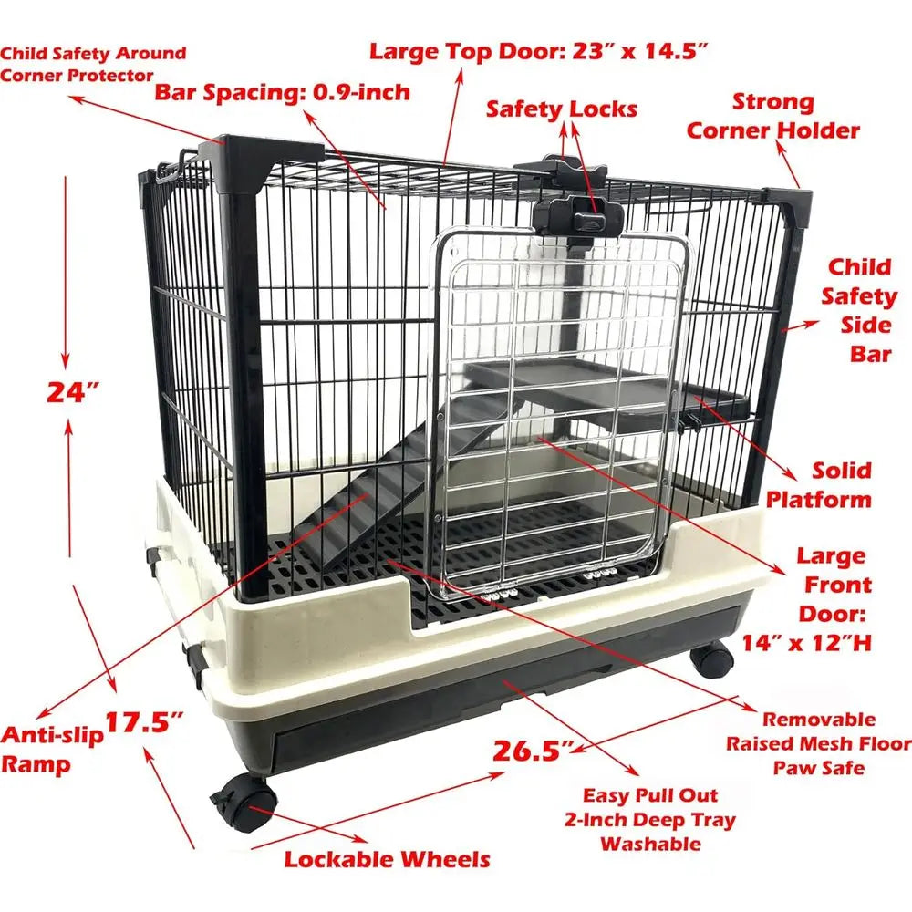 Large Multi-Level Indoor Small Animal Pet Cage Guinea Pig ferret Squirrel Chinchilla Cat Playpen Rabbit Hutch Solid Platform