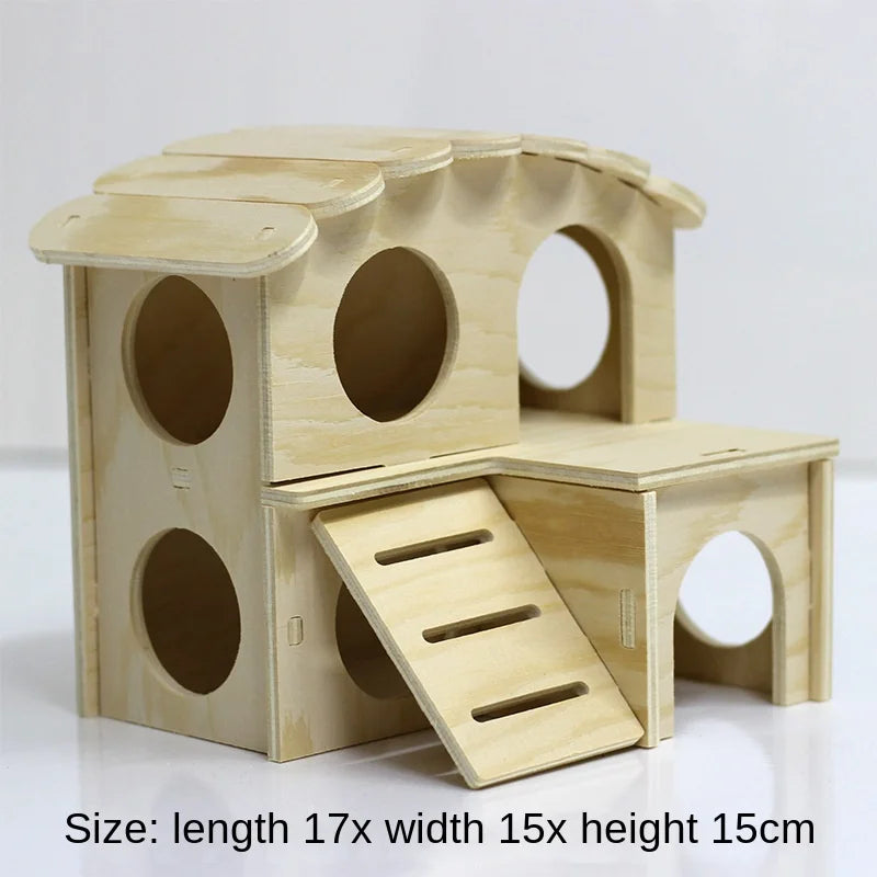 Hamster Toys Small Houses Wooden Furniture Running Wheels Villas Swings Wooden Nests Bite Resistant