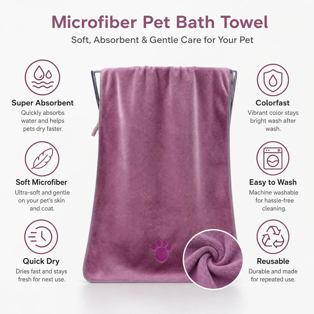 Microfiber Pet Absorbent Towels – Super Absorbent & Soft, No Deformation, Essential for Pet Bathing