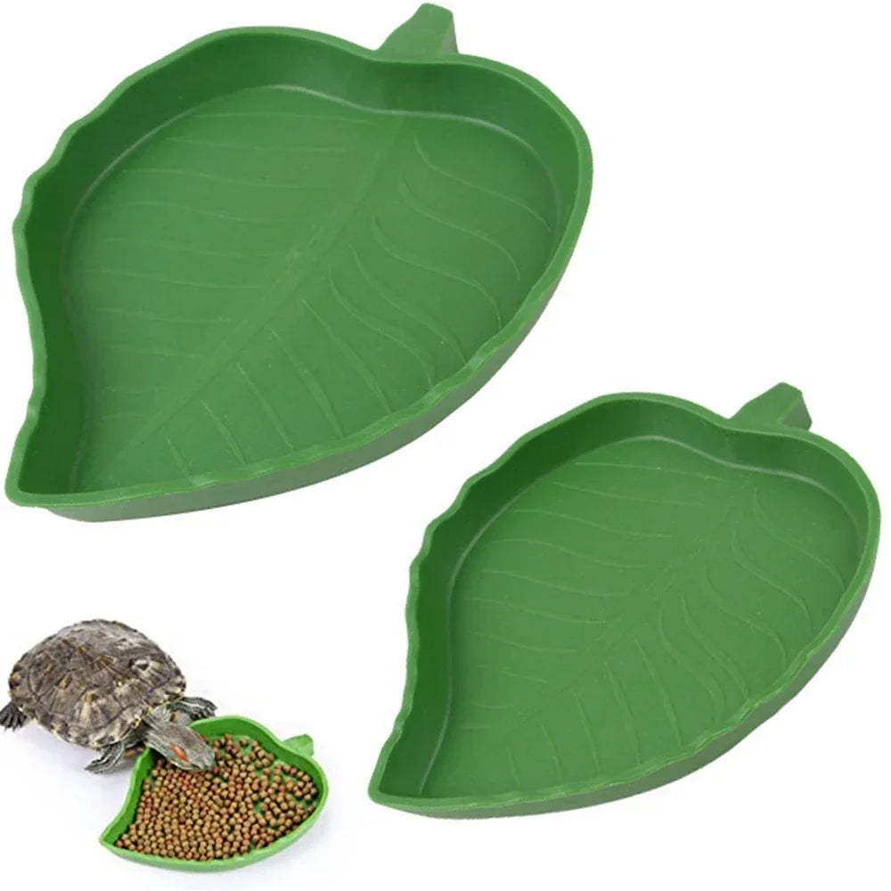 Leaf Shape Reptile Feeder Food Water Bowl For Turtle Lizards Hamsters Snakes Tortoise Gecko Small Pets