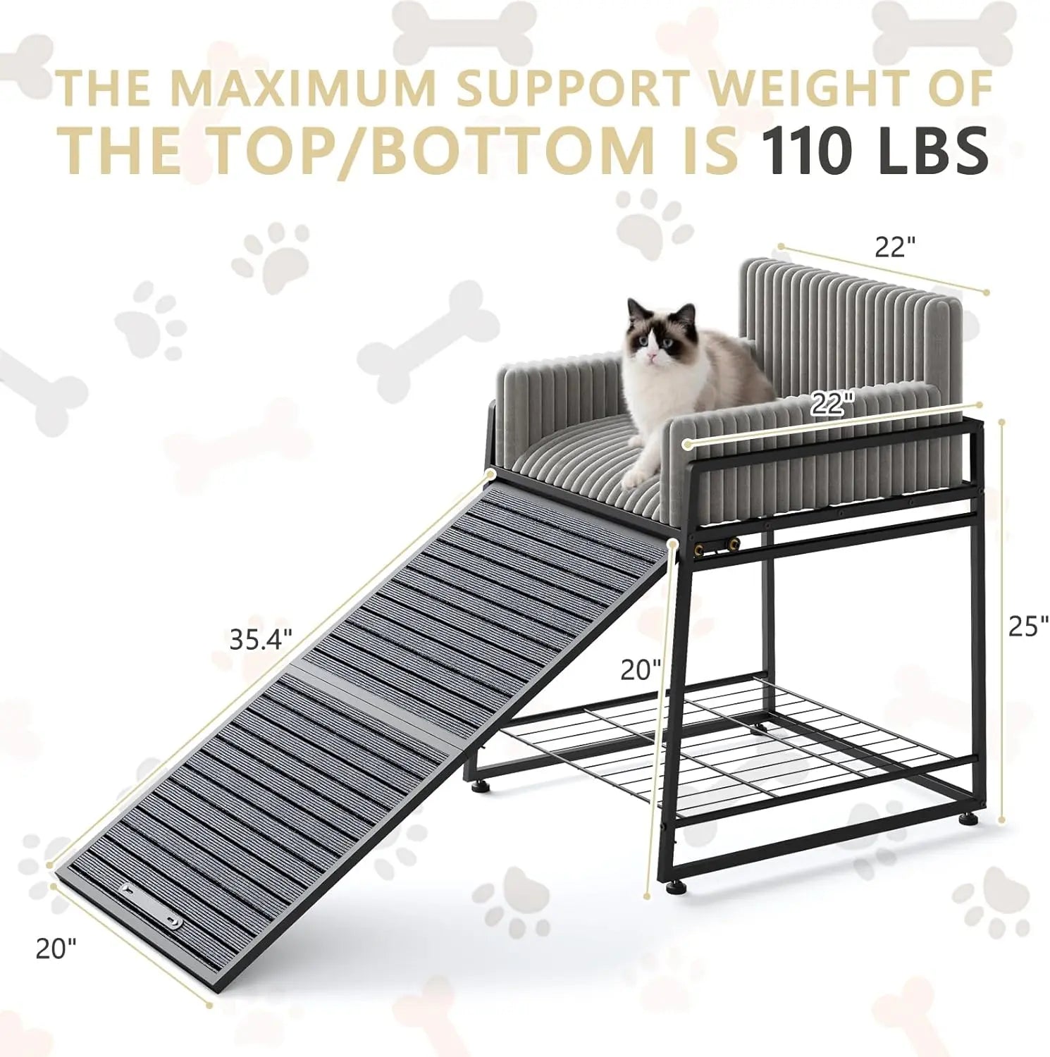 Pet Stairs Ramp with Seat, Dog Window Perch with Stairs, Ramp, Storage and Steps