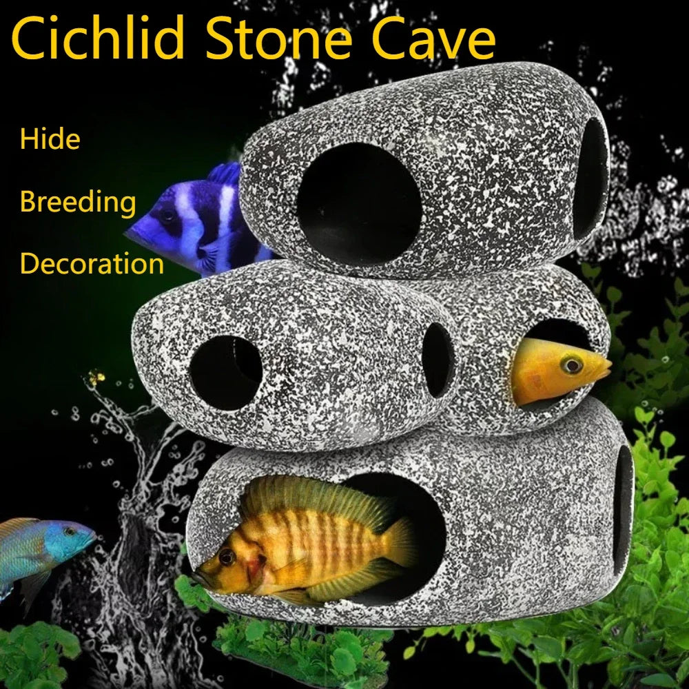 Aquarium Stone Cave Fish and Shrimp Hiding House Breeding House Fish Tank