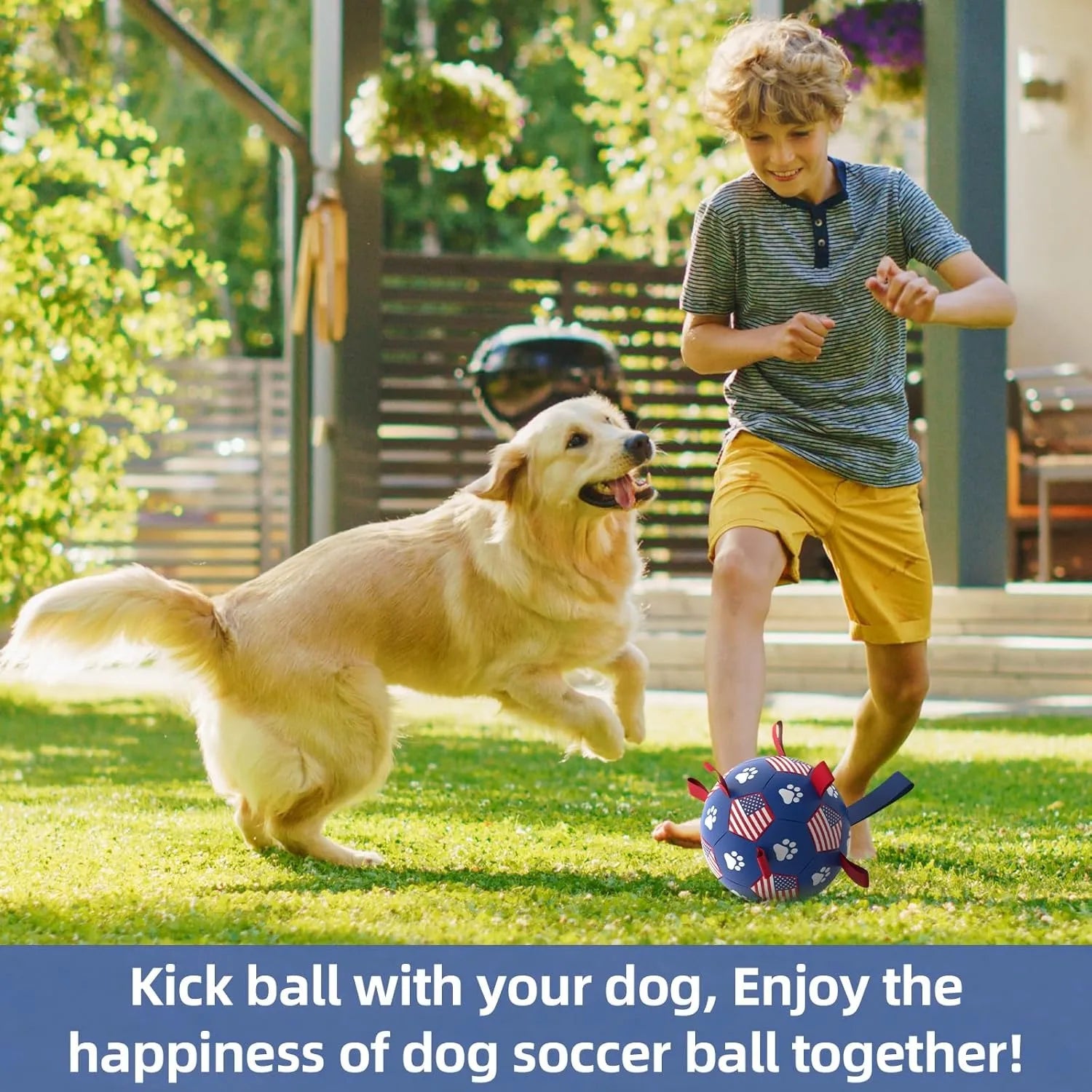 Premium Dog Soccer Ball with Straps, Herding Ball, Durable Balls for Small Medium Pet,